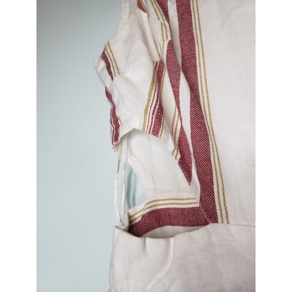 Japna Women S Jumpsuit Red Stripe Linen Cotton Blend Cutout Side Coastal Cropped - Picture 5 of 6